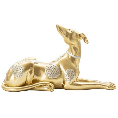 Cane decorativo in poliresina colore oro per decorazioni ambienti -Sdraiato
