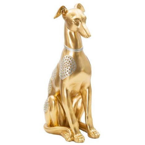Cane decorativo in poliresina colore oro per decorazioni ambienti -Seduto