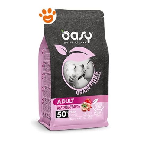 Cane Grain Free Adult Medium/Large Maiale Da 2,5-12 kg OASY - size 12 Kg