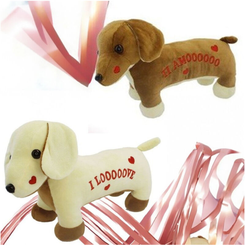 Trade Shop - plüschhund mit schrift und herzen 31CM valentinstag farblich sortiert 95073 -