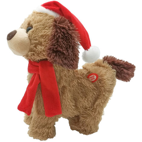 Cane natalizio dog con cappello e sciarpa babbo natale movimento musica decorazioni addobbi idea regalo bambini