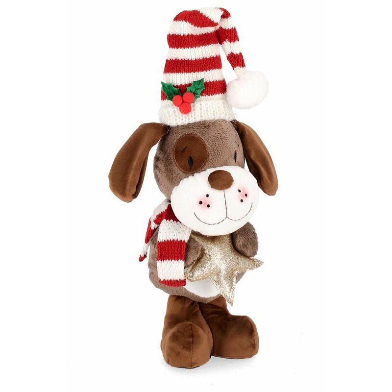 Image of Cane peluche natalizio Camillo con cappello decorazione per interno -Con stella