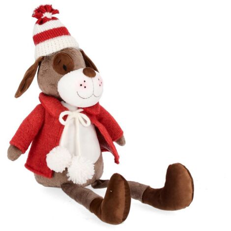 Cane peluche natalizio "Camillo" con cappello decorazione per interno -Con stella