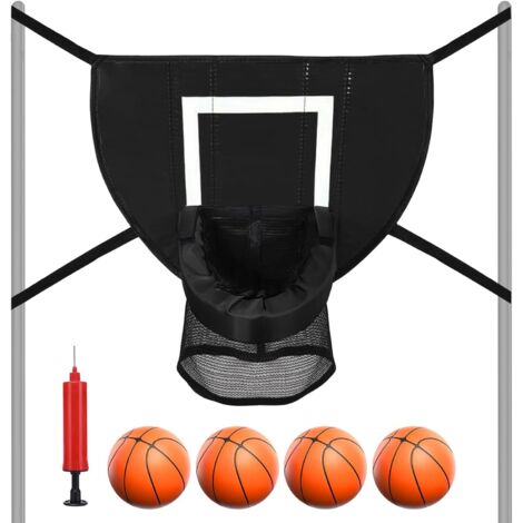Canestro da basket per trampolino da interno - Accessori per trampolino con 4 mini palloni da basket e pompa - Supporto per trampolino da basket - Protezione solare - per bambini