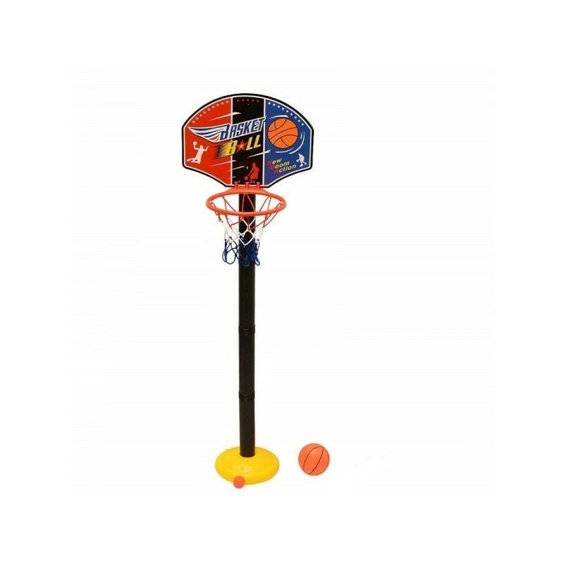 Trade Shop Traesio - Ensemble Panier De Basket 115cm + Ballon De Basket Avec Filet Jouet Enfant Base Réglable