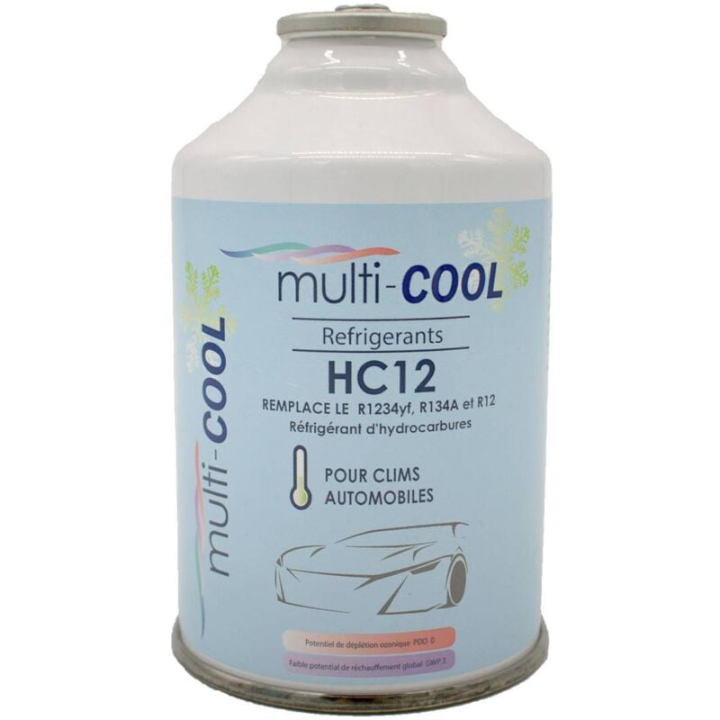 Canette réfrigérant multicool 12a , remplace le r12, r134a et 1234yf - 160 grs, avec filetage 1/2 acme