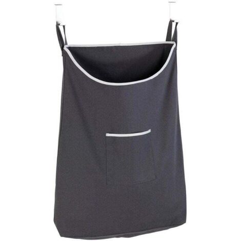 Canguro Wand-Wäschekorb, Hängekorb, großes Fassungsvermögen 65 l, einfache Türhängung mit Edelstahlhaken, 100 % Baumwolle, 52 x 81 x 10 cm, Grau