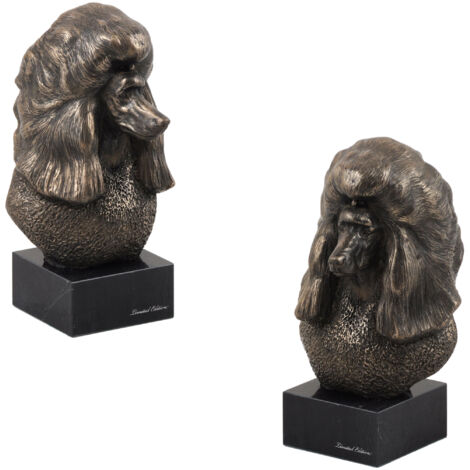 Caniche - statuette de chien, buste sur socle en pierre, sculpture, trophée pour exposition canine par Art-Dog