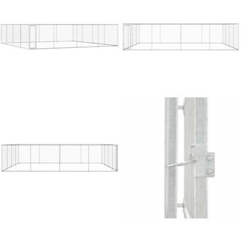 Canile da Esterno in Acciaio Zincato 760x760x185 cm - Canile in acciaio zincato - Canile per cani