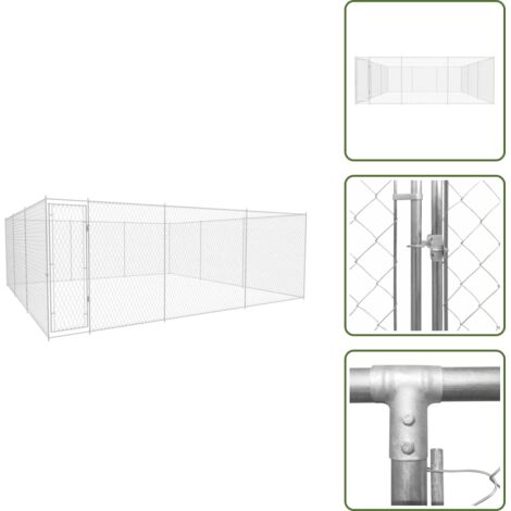 Canile per cani esterni - vidaXL Canile da Esterno in Acciaio Zincato 570x570x185 cm - Canile con serratura