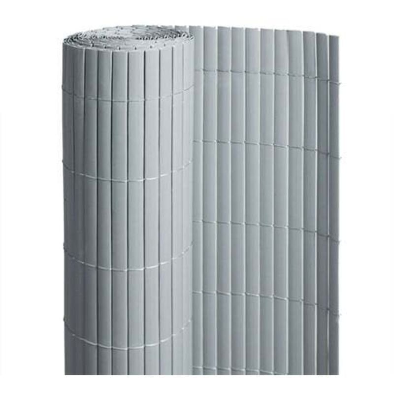 Canisse en PVC gris - 90% d'occultation - Long 12 m, Hauteur 1 m