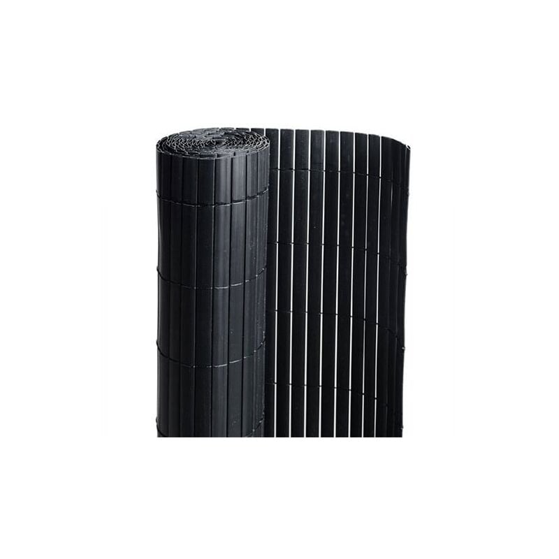 Canisse en PVC noir - 90% d'occultation - Long 6 m, Hauteur 1 m