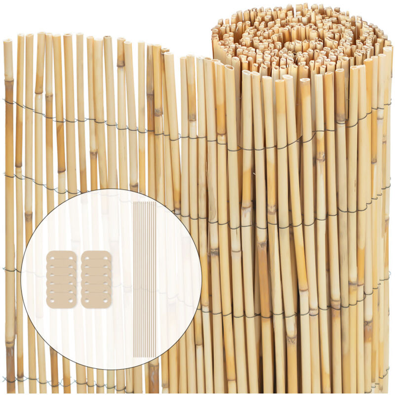 Vounot - Canisse en roseau renforcée Brise vue naturel avec attaches de fixation 140x300cm