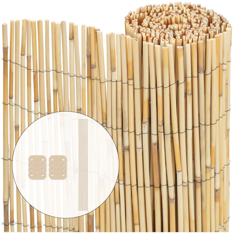 Vounot - Canisse en roseau renforcée Brise vue naturel avec attaches de fixation 100x300cm