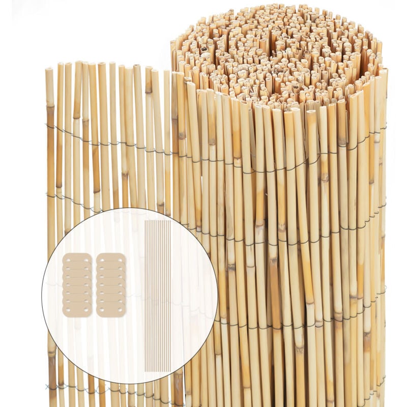 Canisse en roseau renforcée Brise vue naturel avec attaches de fixation 90x600cm