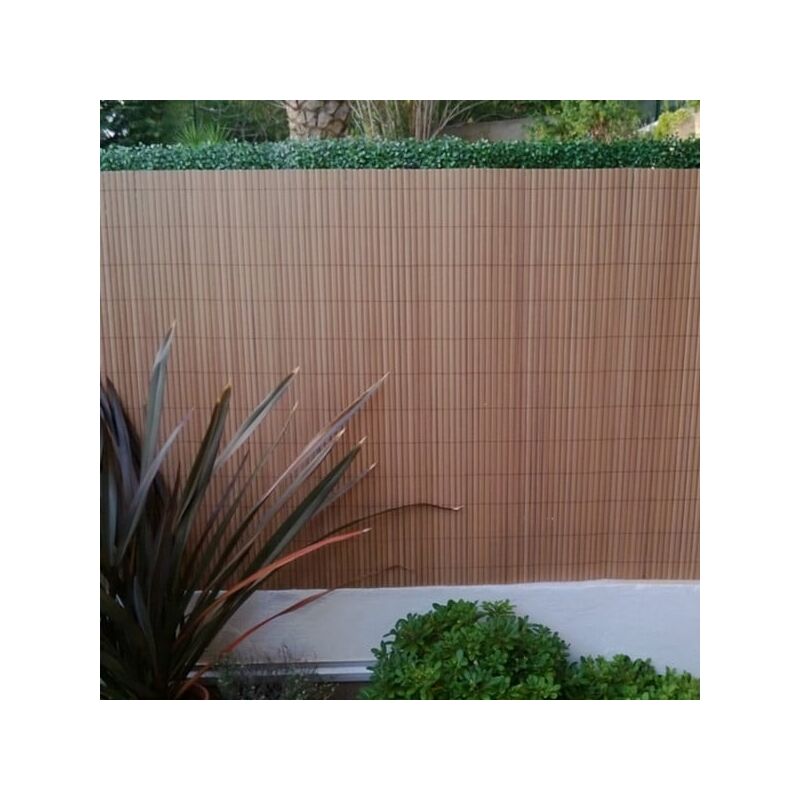 Jet7garden - Canisse occultante en pvc imitation Teck 2.50 m - Long 5 m, Hauteur 1.80 m