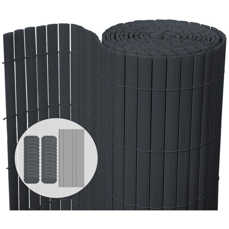 Vounot - Canisse pvc brise vue ultra renforce avec attaches de fixation 90x300cm gris