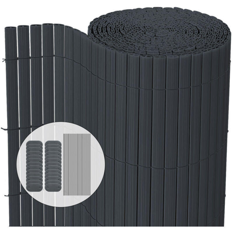 Vounot - Canisse pvc brise vue ultra renforce avec attaches de fixation 90x500cm gris