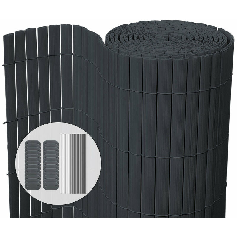 Vounot - Canisse pvc brise vue ultra renforce avec attaches de fixation 100x300cm gris