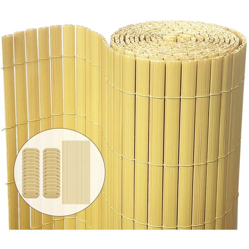 Vounot - Canisse pvc brise vue ultra renforce avec attaches de fixation 90x300cm beige