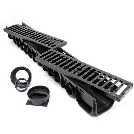 Caniveau 1 mètre avec grille de protection fonte max. 25 tonnes