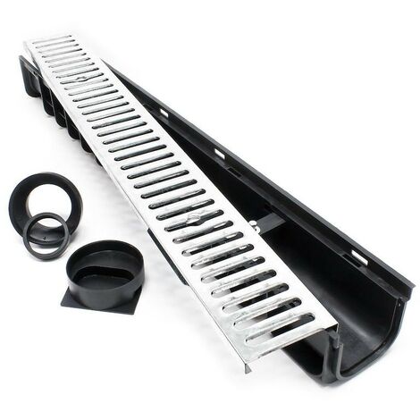 Caniveau 1 mètre avec grille de protection galvanisée max. 1,5 tonne.