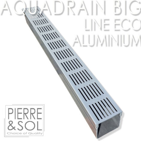 Caniveau BIG Grille aluminium - AquaDrain - 100/100 - LINE ECO -       Caniveau de 100 cm
