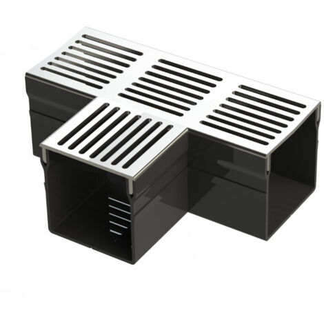 Caniveau BIG Grille aluminium - AquaDrain - 100/100 - LINE ECO - Pièce en T