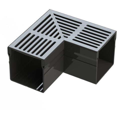 Caniveau BIG Grille aluminium NOIR - AquaDrain - 100/100 - LINE ECO -       Élément d'angle