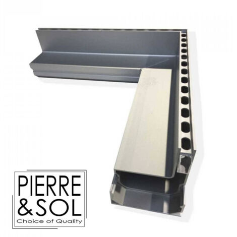Caniveau d'angle en aluminium SideDrain - L&S - LINE ECO -    130 mm     Angle extérieur