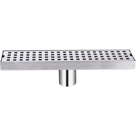 Caniveau de douche 30cm en acier inox – Siphon de sol avec filtre à cheveux – Évacuation à carreler pour salle de bain – Appareil désodorisant