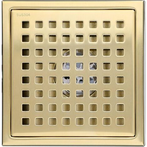 Caniveau de douche carré 15x15cm en acier inoxydable brossé – Drain de douche avec noyau anti-odeur en laiton – Installation facile