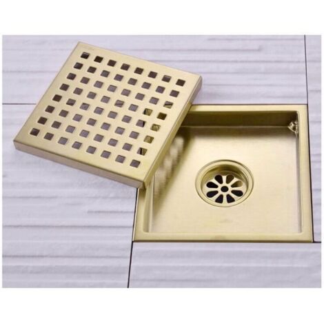 Caniveau de douche carré 15x15cm en acier inoxydable brossé – Drain de douche avec noyau anti-odeur en laiton – Installation facile