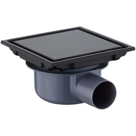 Caniveau de Douche Carré,15  15 Bonde de Douche, Siphon à 360, Siphon de Sol Anti-Odeur, Invisible, Utilisable en Positif et Négatif, Double Filtration, Peut être Carrelé, (Black)