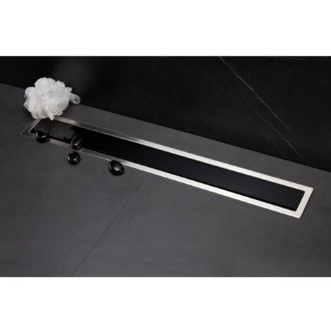 Caniveau de douche CONFLUO PREMIUM LINE en verre noir-30x12 cm-12 --