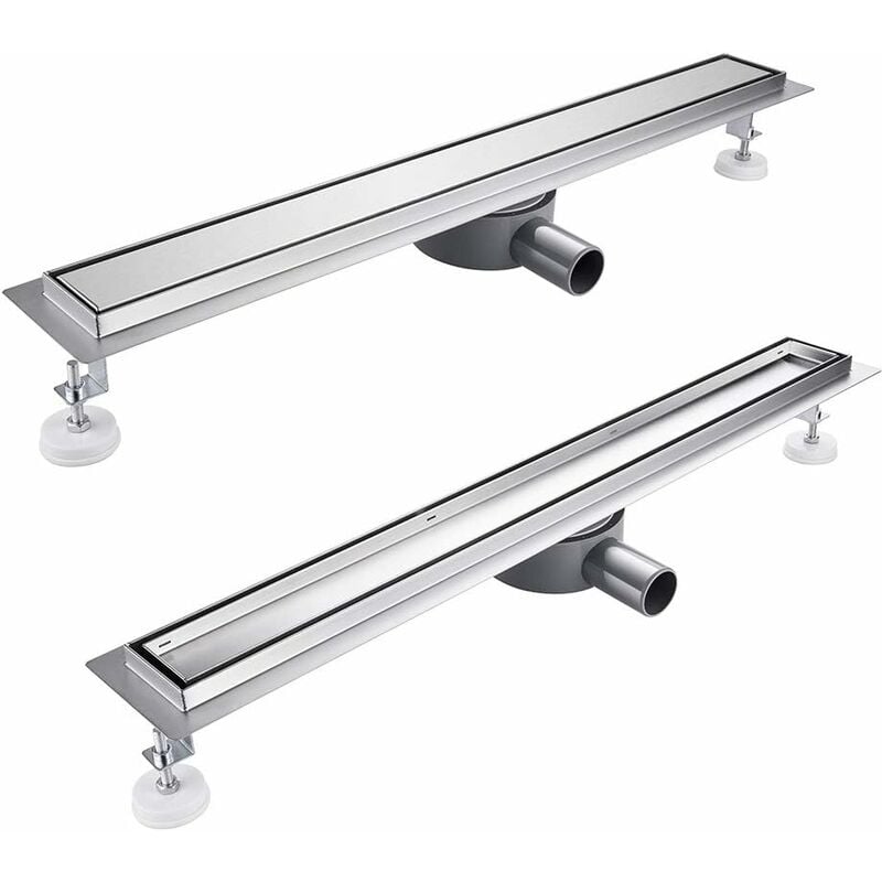 Caniveau de Douche Italienne 80 cm à Carreler 360° Siphon Sol d'évacuation en Acier Inoxydable - diverses Tailles au Choix 30 to 100cm Siphon avec