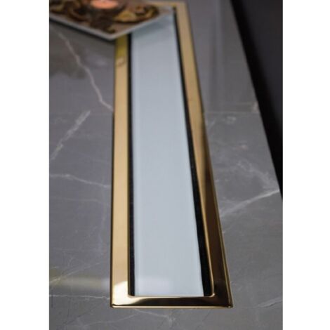Caniveau de douche en or 24 carats et verre blanc CONFLUO PREMIUM LINE-30x12 cm-12 --