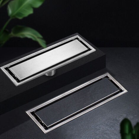 Caniveau de douche encastré en acier inoxydable 304 – Caniveau linéaire 10 x 20 cm – Finition brossée – Excellente résistance à l'eau