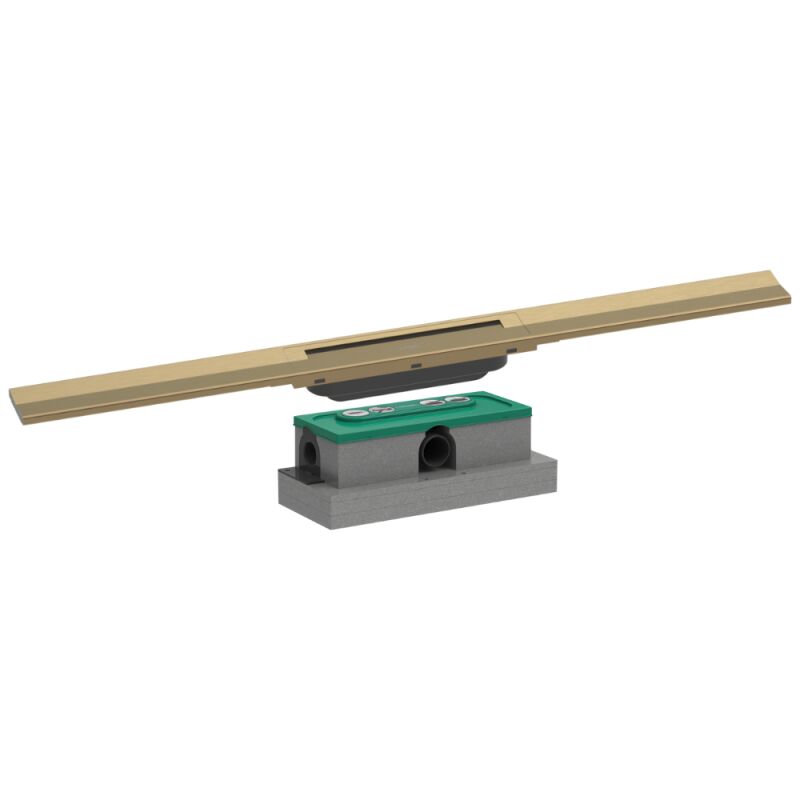 Hansgrohe - Caniveau de douche RainDrain Flex 80 Bronze brossé + Corps encastré standard
