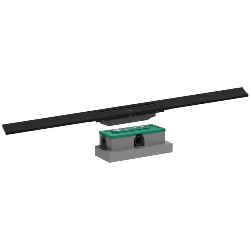 Hansgrohe - Caniveau de douche RainDrain Flex 90 Noir mat + Corps encastré standard