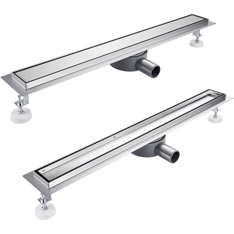 Caniveau Douche Italienne - 80 cm à Carreler sortie d'eau flexible - Acier Inoxydable Caniveau de Sol à l'italienne Grille, Drain de Douche Extra