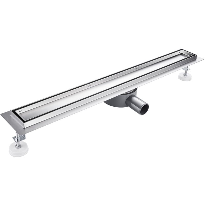 Caniveau de Douche Italienne a Carreler 90 cm Acier Inoxydable Extra Plat 360° Siphon de sol Douche Italienne pour Salle de Bain