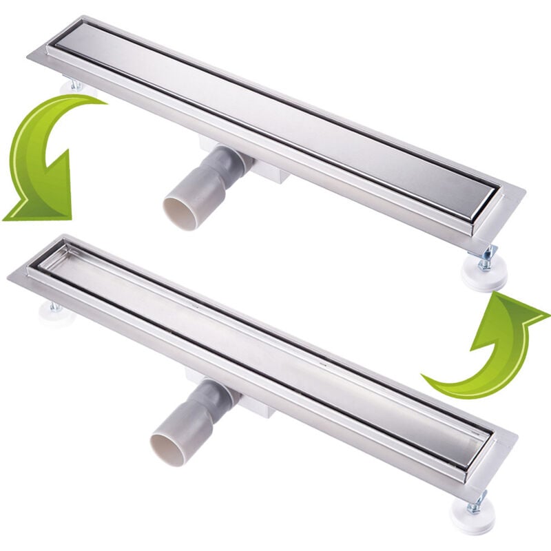 Caniveau de Douche Italienne 100cm à carreler, Siphon de Sol Douche Modèle 2 en 1, Acier Inoxydable