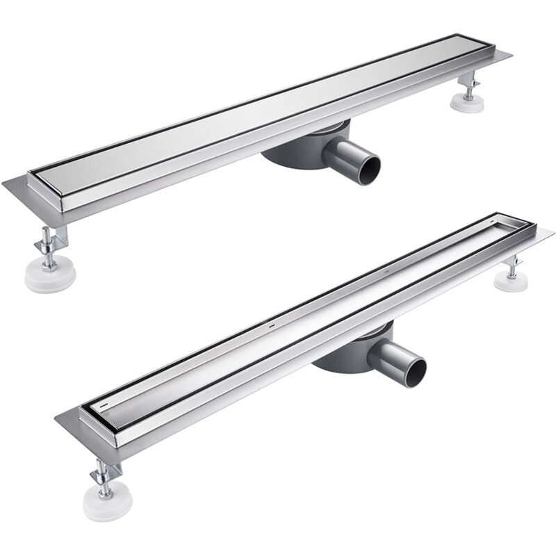 Caniveau de Douche Italienne à Carreler - 90 cm - 360° Siphon Sol d'évacuation en Acier Inoxydable - diverses Tailles au Choix 30 to 100cm Siphon