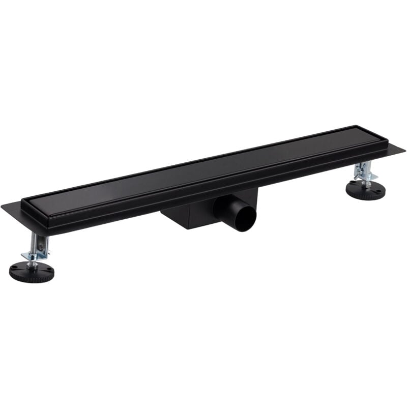 Caniveau de douche avec grille 2 en 1 pleine ou à carreler - noire noyon & thiebault 70x600 - Ø40