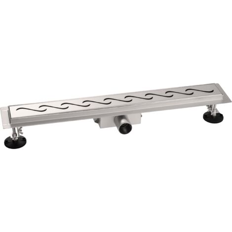 Caniveau de douche linéaire design grec pour carrelage 60 cm en acier inoxydable