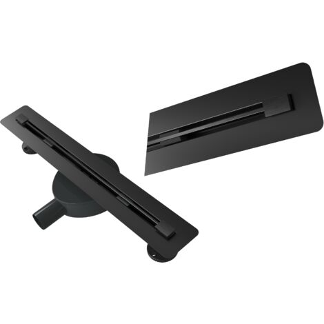 Caniveau de Douche Linéaire sous Carrelage 50 cm Acier Inox Noir LUNO avec Siphon pour Douche à l'Italienne