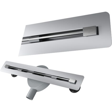 Caniveau de Douche Linéaire sous Carrelage 50cm Inox LUNO en Acier Inoxydable avec Siphon Douche Italienne 2-en-1