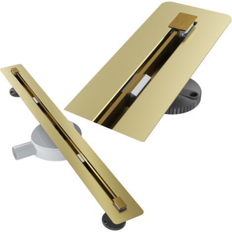 Caniveau de douche linéaire sous carrelage 70 cm Granitan Luno Or Acier inoxydable avec siphon intégré