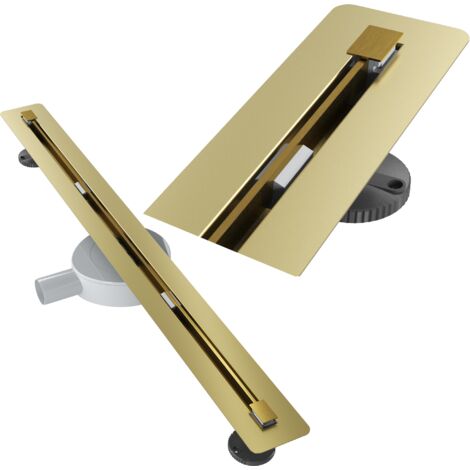 Caniveau de Douche Linéaire Sous Carrelage 80 cm LUNO Acier Inoxydable Or avec Siphon